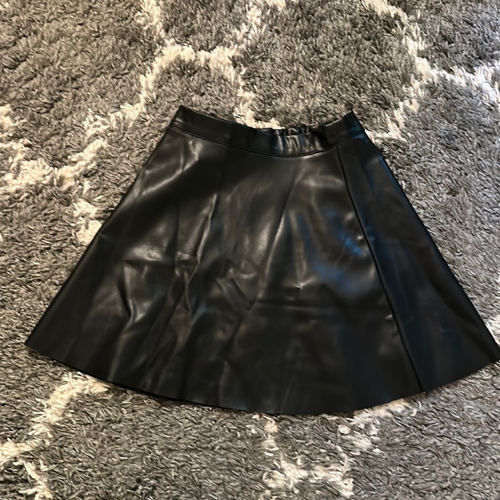 Elan A-line Leather Skirt